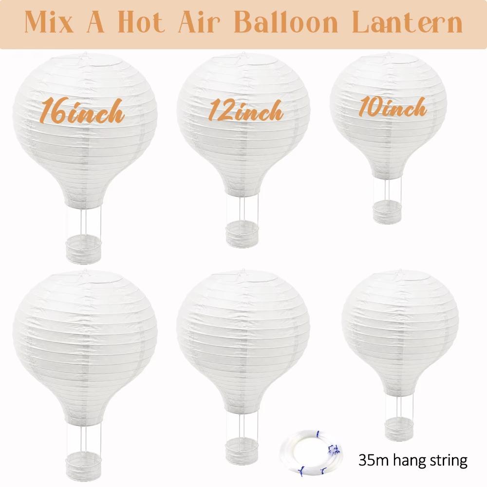 6-48Pcs Hanging Hot Air Balloon Paper Lanterns DIY Party Decorations 8-16inch White Paper Lantern for Wedding Baby Shower Party