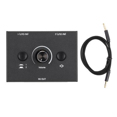Switcher 3,5 mm 2 Ingressi 1 Uscita O 1 Ingresso 2 Uscite Splitter Scatola Switcher con Tasto Mute a un Tasto