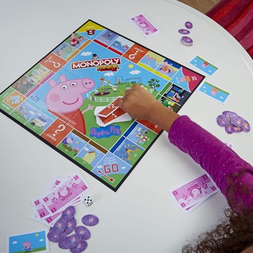 Monopoly Junior Peppa Pig Edition Board Game, 2-4 Players, Kids' Indoor Game, Peppa Pig Toys and Games, Ages 5+ (Amazon Exclusive) [Parallel Import]