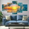 5 Stück Welle Sonnenuntergang Ozean Meer 5 Stück Gemälde Wand Poster Moderne abstrakte Leinwand HD-Druck Home Decor 5 Panel Bilder Kunst