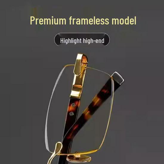 Zhuyeqing Frameless Crystal High-Definition Reading Glasses - Men's & Women's Anti-Blue Light, Anti-Fatigue Eye Protection for Hyperopia