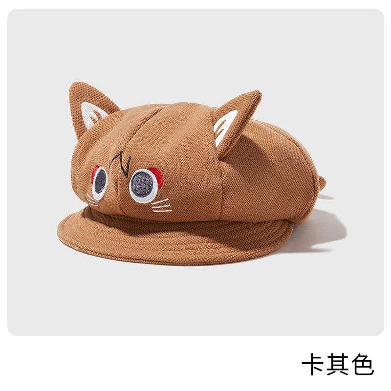 Cat ears octagonal hat new sweet sister women's newsboy hat show face little beret cute cos hat