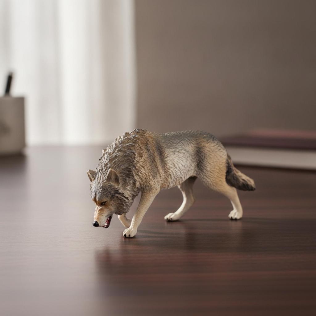Standing Wolf Animal Model Sturdy for Imaginative Play, Kids