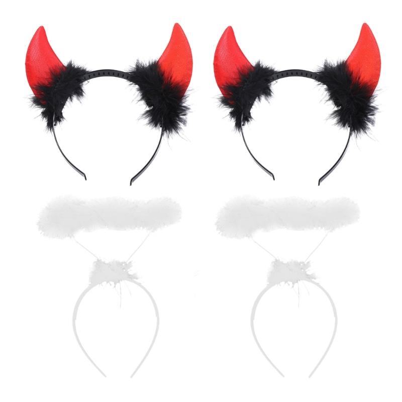 Unisex Halloween Angel Aureole Devil Horn Shape Hairband Movie Cosplay Devil Hairband Goth Cosplay Costume Headpiece
