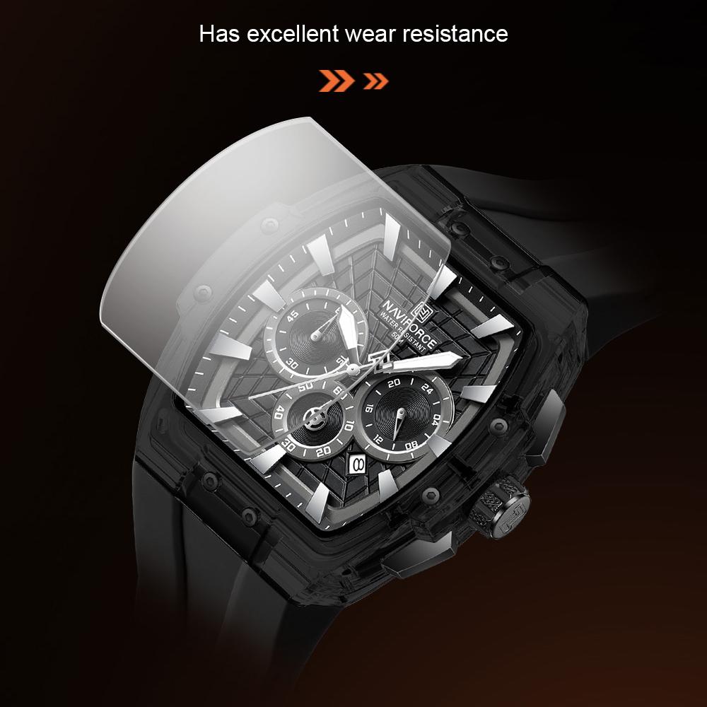 NAVIFORCE Original Men Sports Chronograph Watch Quartz Movement Silicone Strap 50m Waterproof Luminous Pointer Lightweight Men Casual Watch NF6113