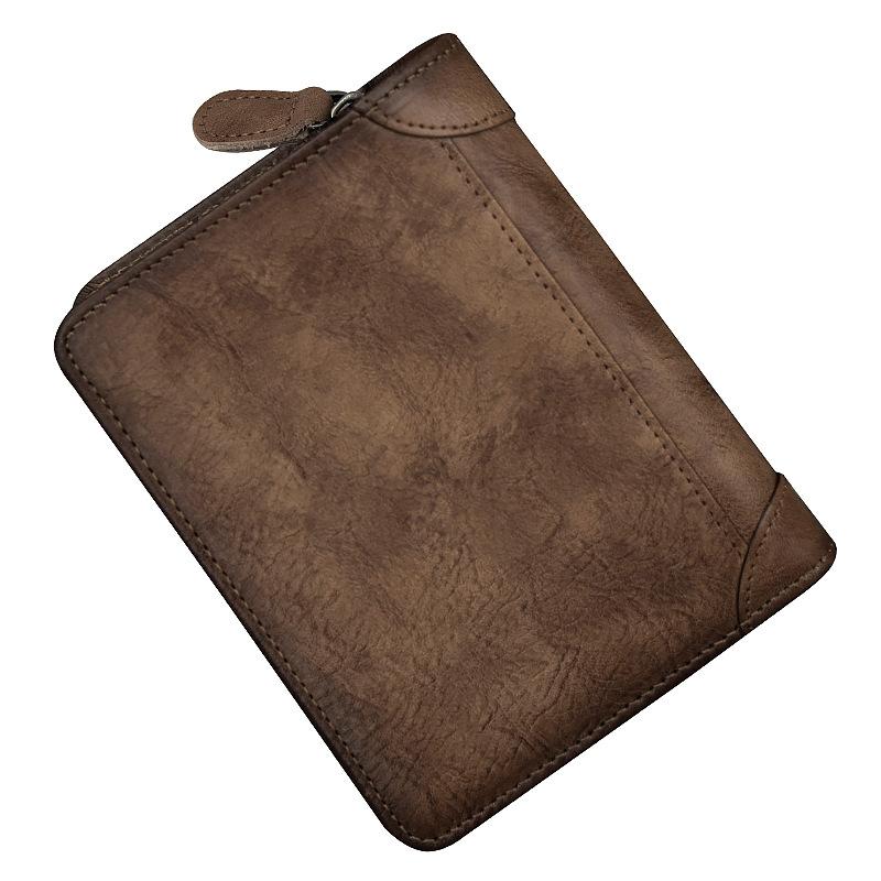 Men's European and American Wallet Short Leather Cowhide Vertical Wallet Driver's License Multifunctional Retro Men's Card Bag Integrated
