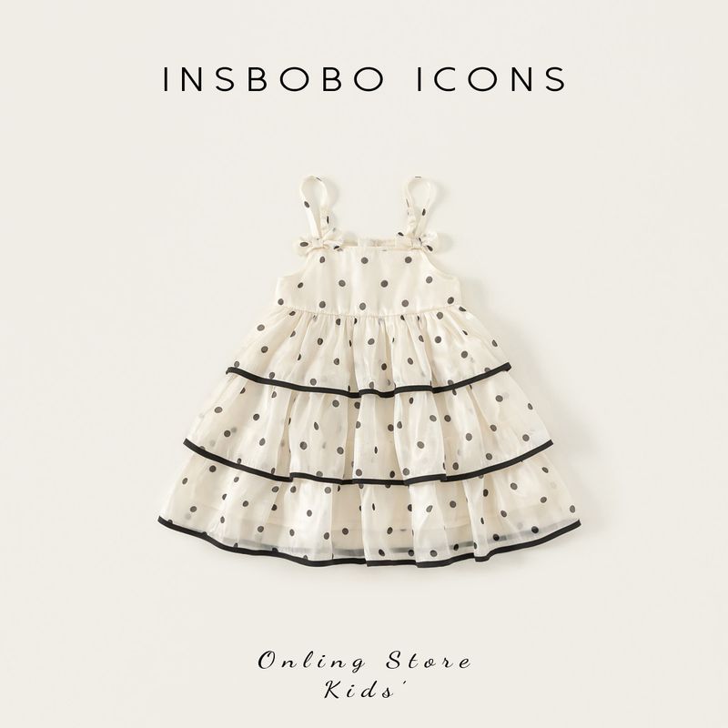 Insbobo Girls Dress Children s Skirt Summer New Style Baby Girl Mesh Skirt Summer Style Baby Suspender Skirt Trendy Wave point 80 cm