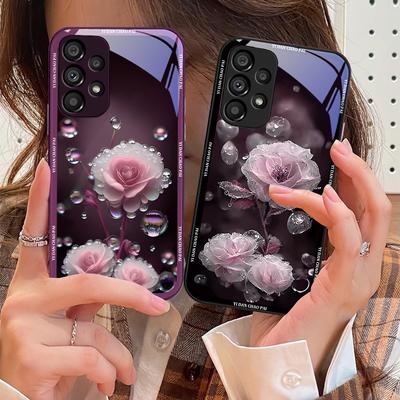 Flori Rouă Alb pentru Samsung Galaxy S10 4G S20 11E 30 S21 21Fe 22 S24 Pro S23 Ultra 5G S8 S9 Carcasă Telefon din Sticlă Călită