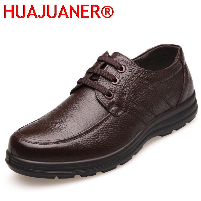 New High Quality Genuine Leather Shoes Men Flats Fashion Men's Casual Shoes Brand Man Soft Comfortable Lace Up Black