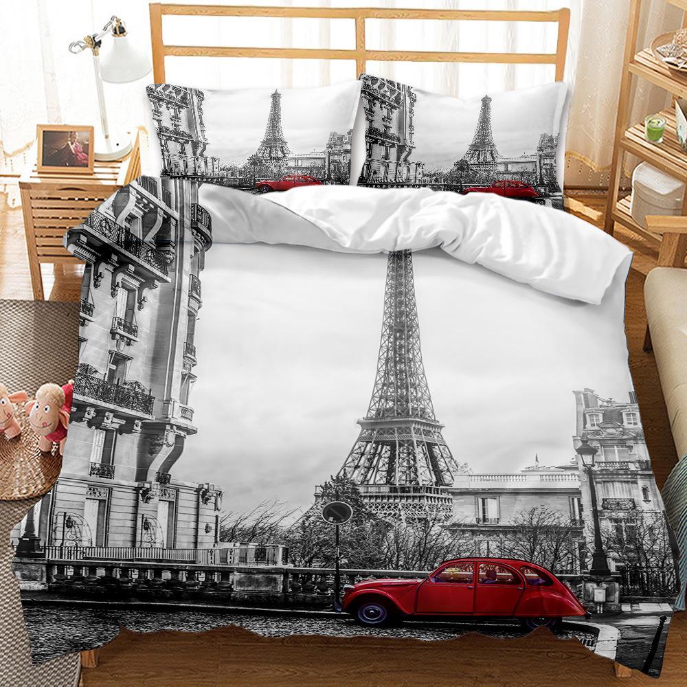 3D Architectural Landscape Home Bedding Set Single Bed Double Bed Full Size Pillowcase and Quilt Cover 2/3pcs Gift