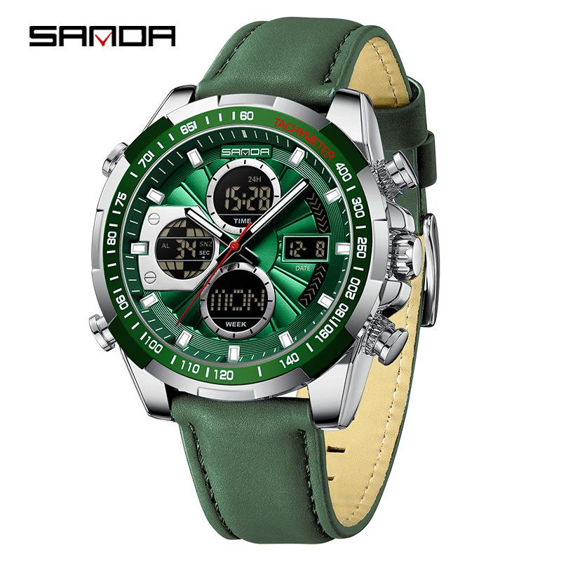 Fashionable Dual Display Waterproof Sports Quartz Wristwatch for Youth