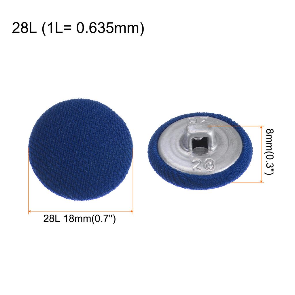 10pcs Fabric Cloth Covered Button 18mm Metal Round Sewing Buttons, Red/Caramel/Pink/Blue/Deep Blue