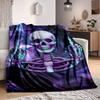 1pc Skeleton Smoke Print Blanket Lightweight Flannel Throw Blanket For Sofa, Bed, Living Room, Office, Outdoor Travel, Camping