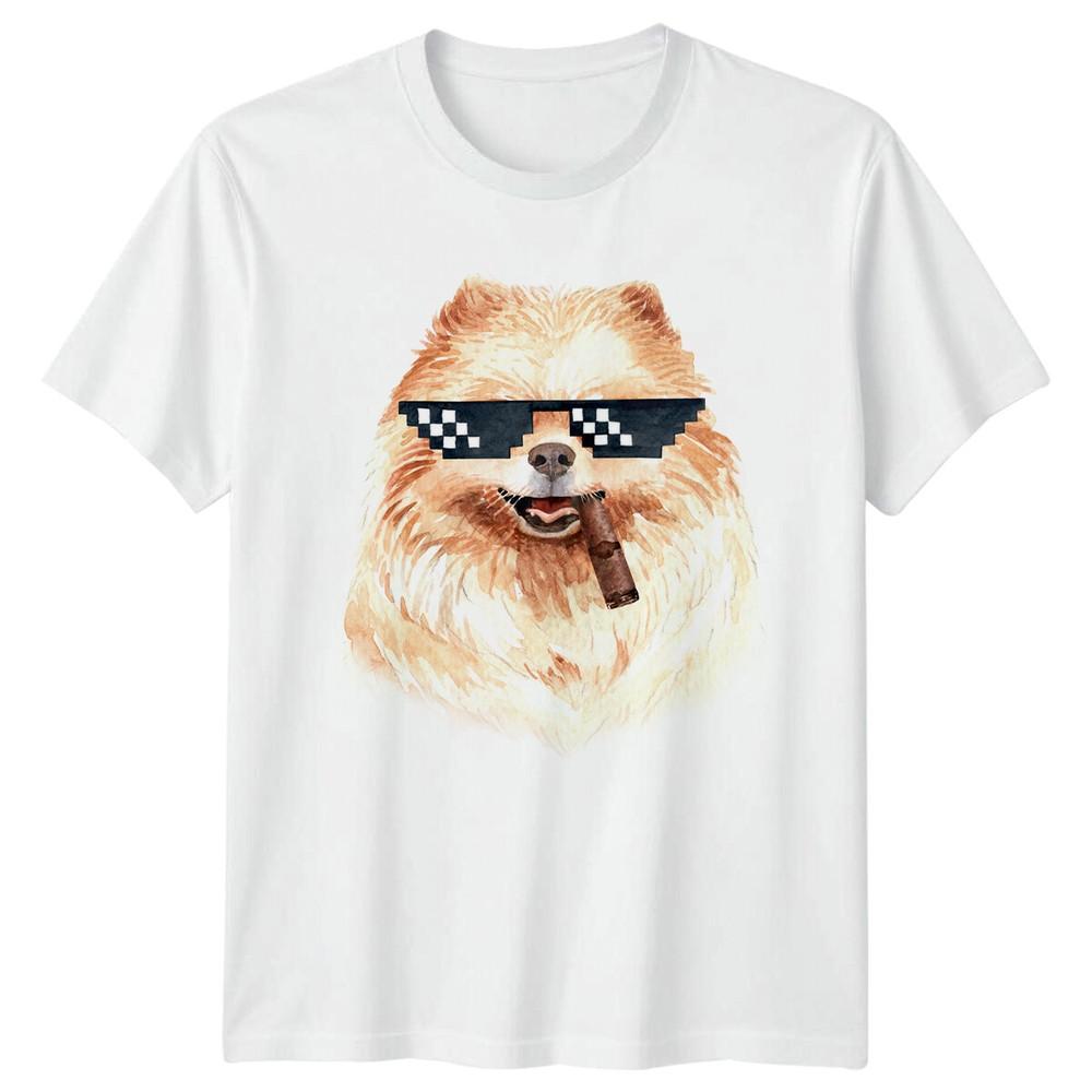 Pomeranian Dog Thug Life Pixel Glasses Unisexs TShirt Cool Puppy Tee