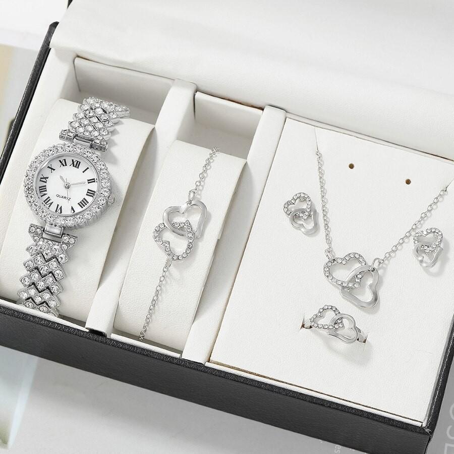 Ladies Explosive Roman Diamond Bracelet Watch, Stylish Full Diamond Quartz Watch W Bracelet Watch Women