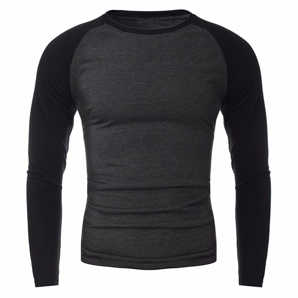Buy Men's Casual Slim Fit Shirt Long Sleeve Muscle Baseball Cotton T ...