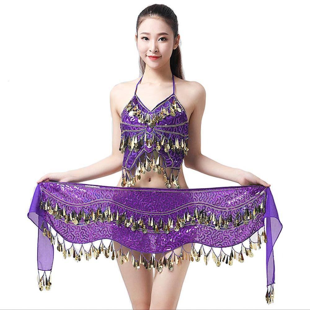 Sequins Women Belt Skirt with Gold Color Coin Belly Dance Belt Belly Dance Hip Scarf Show Costumes