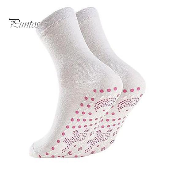 1 Pair Winter Heated Socks Particle Sole Massage Promote Circulation Self-heating Socks Mid-tube High Elasticity Warm Slipper Socks