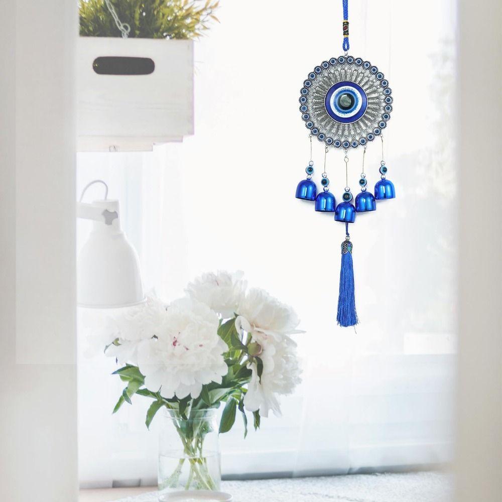 Bells Hanging Wind Chime Glass Wind Music Bell Bohemian Ethnic Blue Eyes Wind Chime Hanging Decor