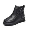 Fashion Cow Leather Women Boots Winter Shoes for Woman Wool Plush Genuine Leather Snow Boots Women Flat Platform Leather Shoes