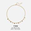 Vintage retro colored treasure small gold bead necklace French multi-color round zirconium round bead collarbone chain light luxury titanium steel