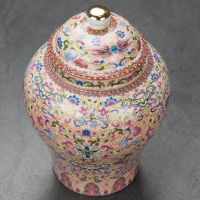 Porcelain Ginger Jar Ceramic Tea Canister Tin Chinese with Lid Ornament Display Organizer Temple