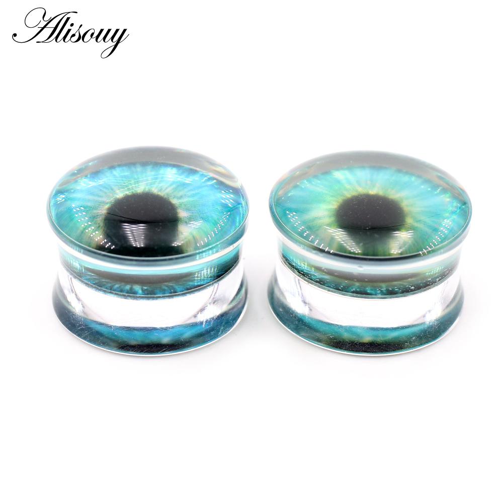 Acrylic Round Alisouy Transparent 2pcs Eyeball Ear Gauges Tunnels Plugs Flesh Stretcher Expander Earrings Piercing Body Jewelry