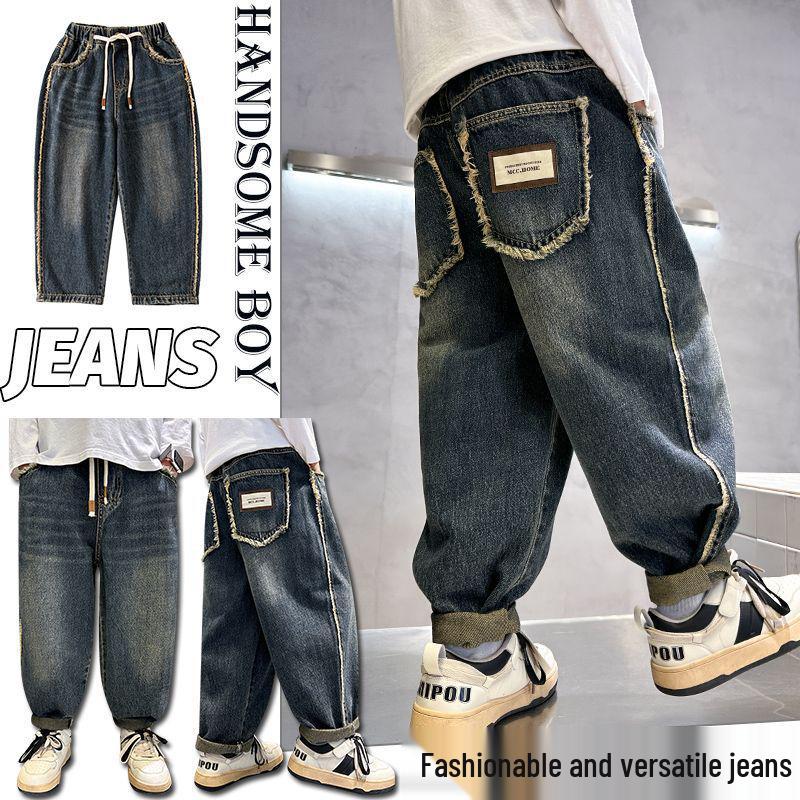 

Дитячі надм які джинси прямого крою - Модні джинси вільного крою для хлопчиків на весну та осінь 2025 Size 170 (True to Height)