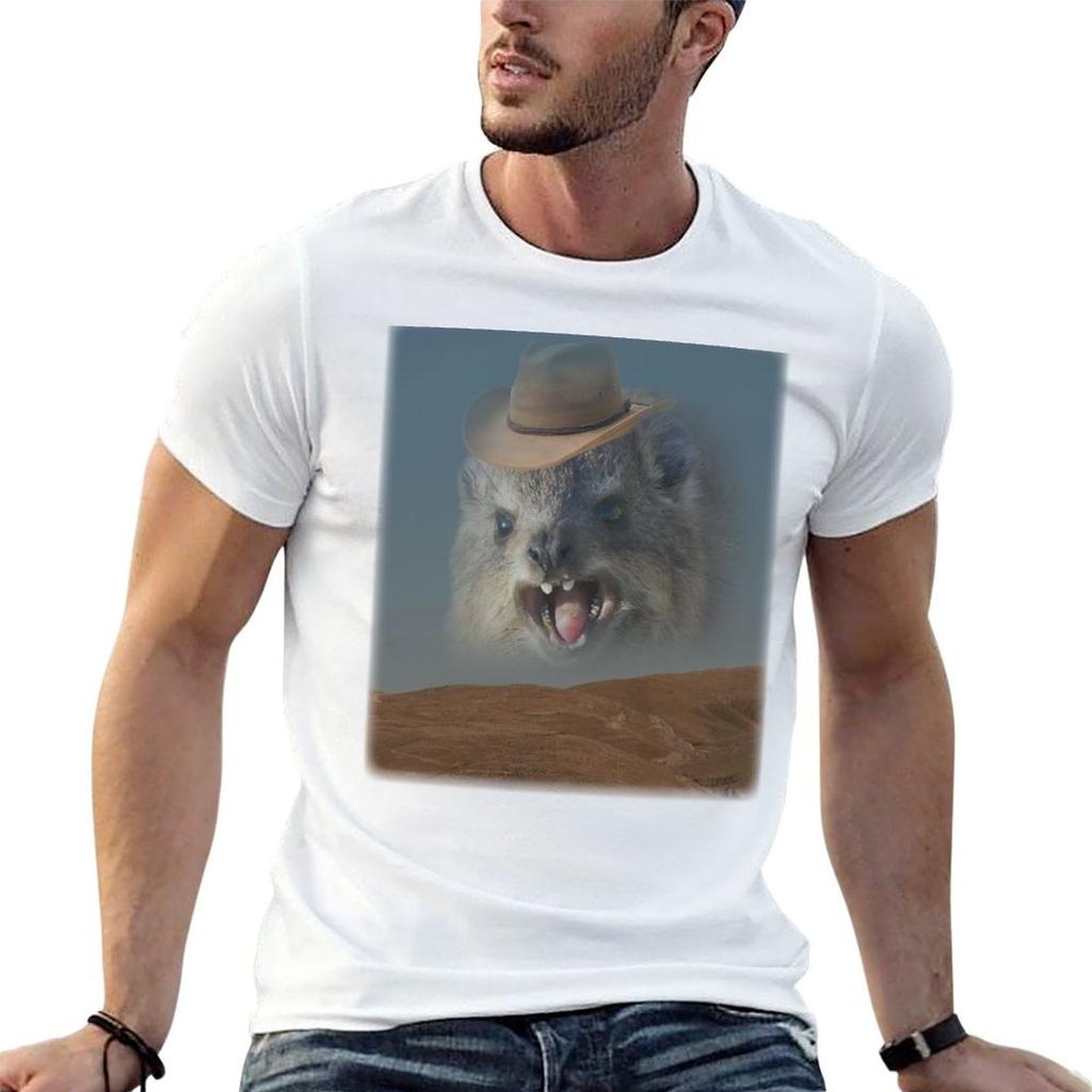 Funny Screaming Cowboy Hyrax Meme Tshirt Fitness Training Breathable Tee