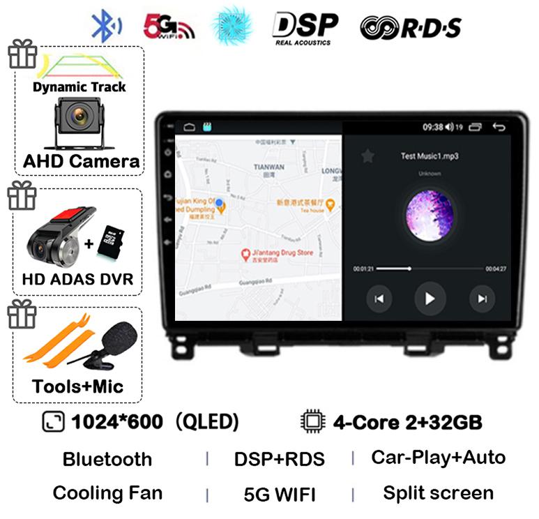 Android 14 Carplay Auto WIFI+4G For Honda Jazz 4 2020 2021 2022 Car Radio Multimedia Player Navigation GPS Stereo Head Unit DSP