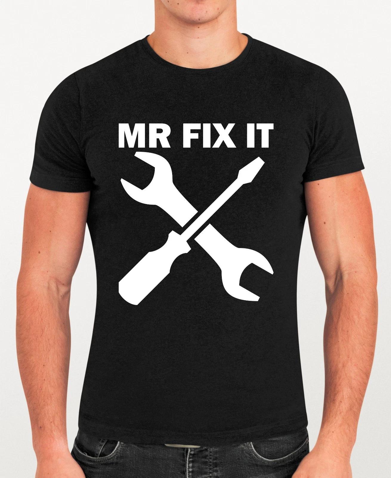 

Mr Fix It T-Shirt, Tools Wrench Handyman Dad Mechanic Funny Gift Repairman Tee 3XL