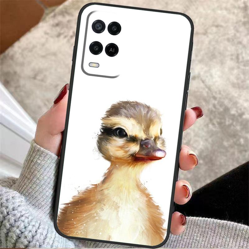 Cute Cartoon Duck Case For Oppo A38 A74 A94 A54 A18 A58 A78 A98 A80 A60 A40 A96 A76 A16 A15 A17 A57 A77 A5 Pro