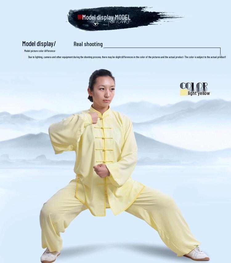 2024 Spring & Autumn Cotton-Silk Tai Chi Suit for Middle-aged & Elderly Men & Women - Practice & Performance Wear