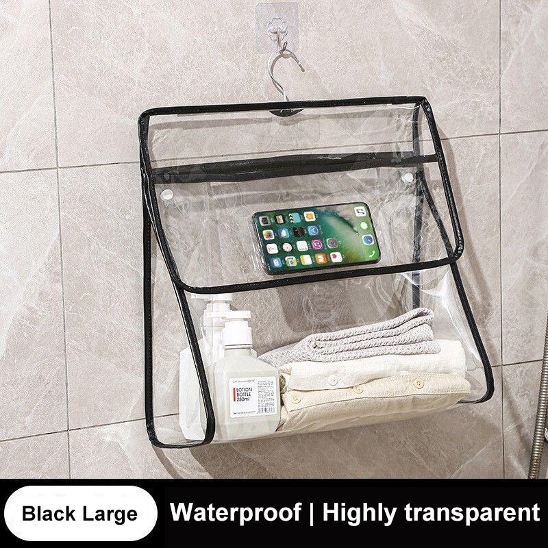 1pc Waterproof Hanging Bathroom Bag Mobile Phone Clothing Storage Bag Cosmetic Storage Bag Transparent Wash Bag