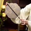 Long Handle Fan Chinese Ancient Style Waist Fan Handmade Women's Han Dynasty Special Dancing Circular Fan Chinese Style Performance Fan Summer