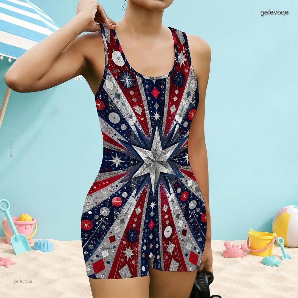 Women Plus Size Square Neck Wide Straps One Piece Boyshort Swimsuit Tropical Leaf Printed