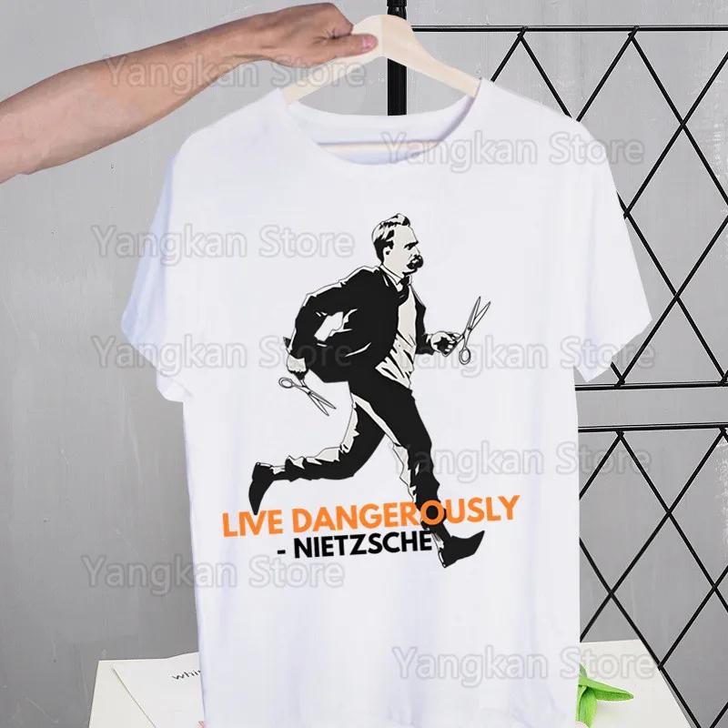 Gott ist tot Friedrich Nietzsche Nihilist T-Shirts Tees Shirt Tops Design Kurzärmlig Harajuku Mann Ästhetisch Anime T-Shirt