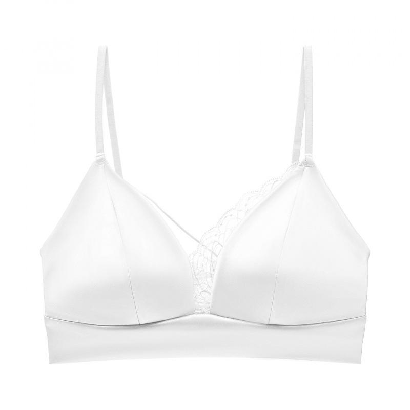 French Triangle Cup Modal Bra with Lace and Satin Straps - Sexy Lingerie for Women L