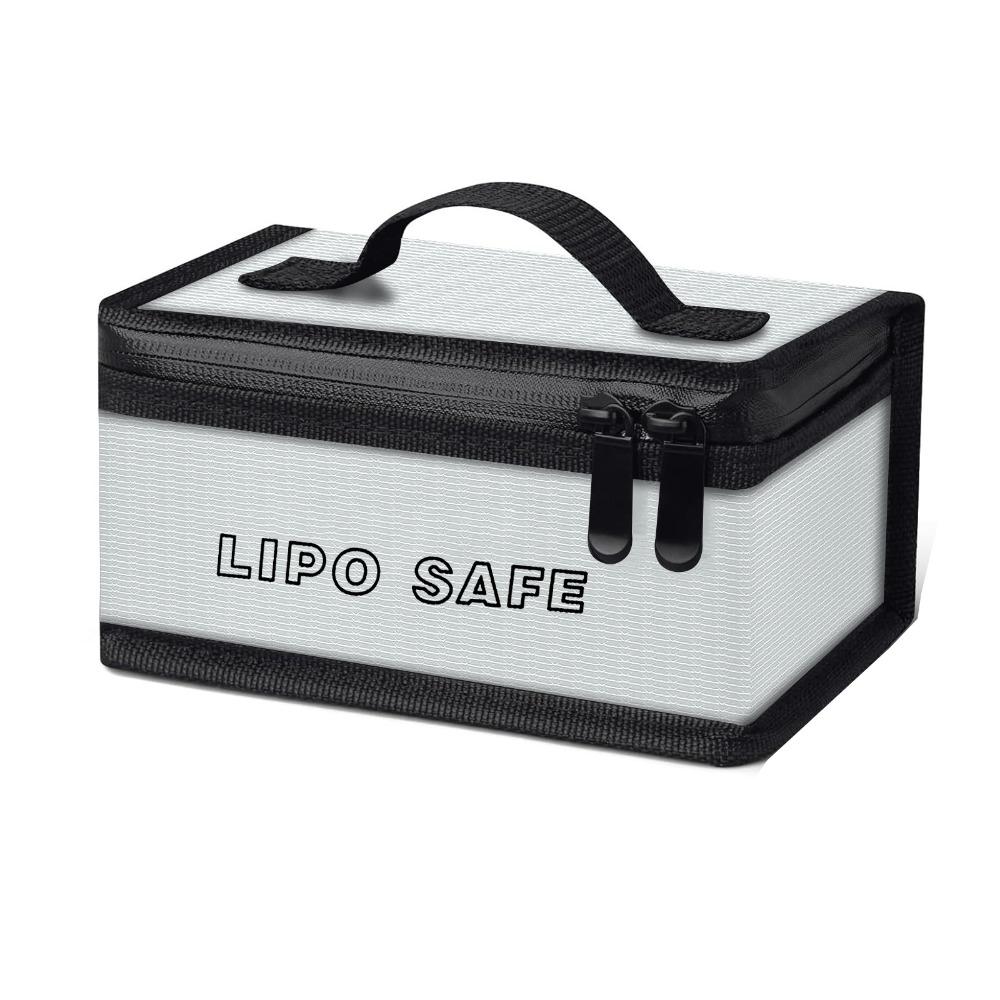 Portable Lipo Safety Bag Explosion-Proof Waterproof Battery Fireproof Handbag Top Handle Double Zipper Battery Safe Guard Pouch серебряный