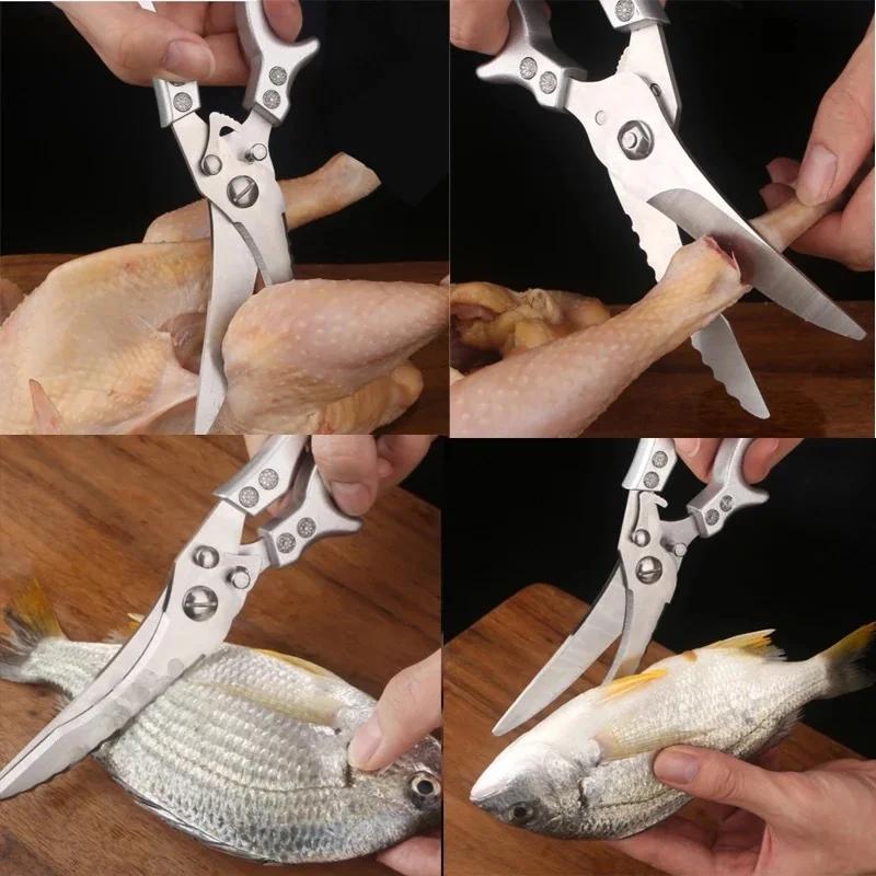 Upgrade Stainless Steel Multi-purpose Kitchen Scissors Powerful Chicken Bone Scissors Large Household Food Scissor Kitchen Knife