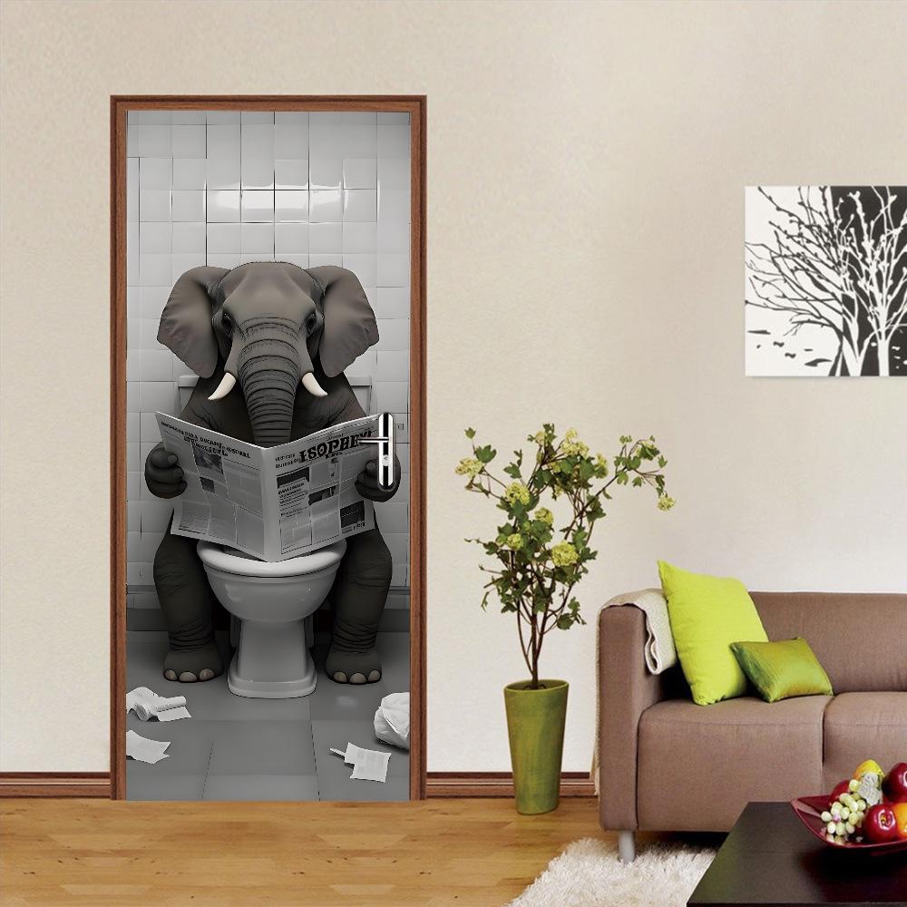 Fantastic Animal Self-Adhesive Wallpaper, Bedroom Self-Dipping 3D Door Sticker, Advanced Waterproof Door Frame Sticker