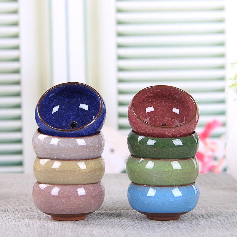 Korean Ice Crack Ceramic Succulent Planter with Drainage Hole