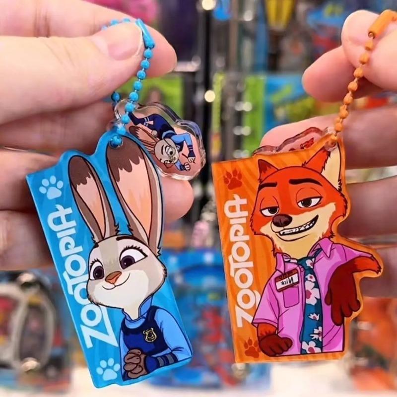 Disneys Zootopia Nick Wilde Judy Hopps Double Sided Acrylic Ruler Ruler Keychain Schoolbag Charm Stationery Merchandise