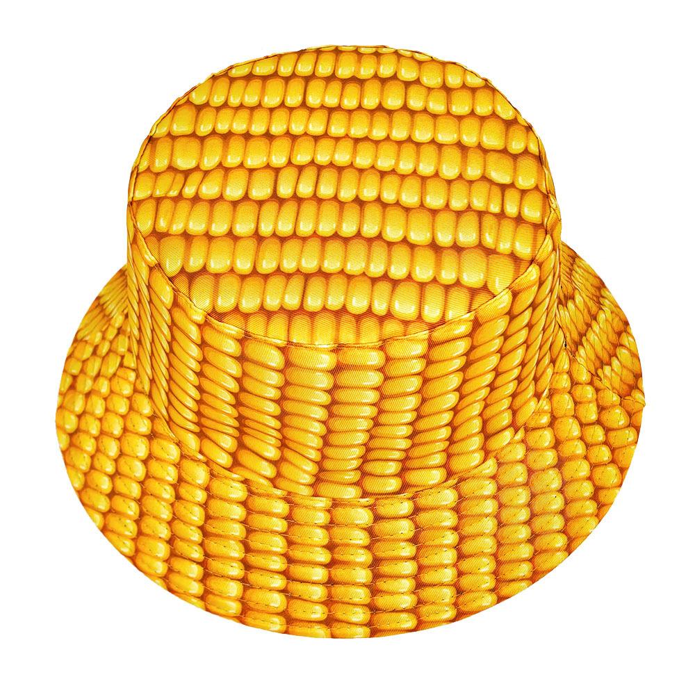 Funny Yellow Corn Pattern Bucket Hat Women Summer Beach Outdoor Travel Sunscreen Fisherman Hat Lady Fashion Decorate Sun Panama