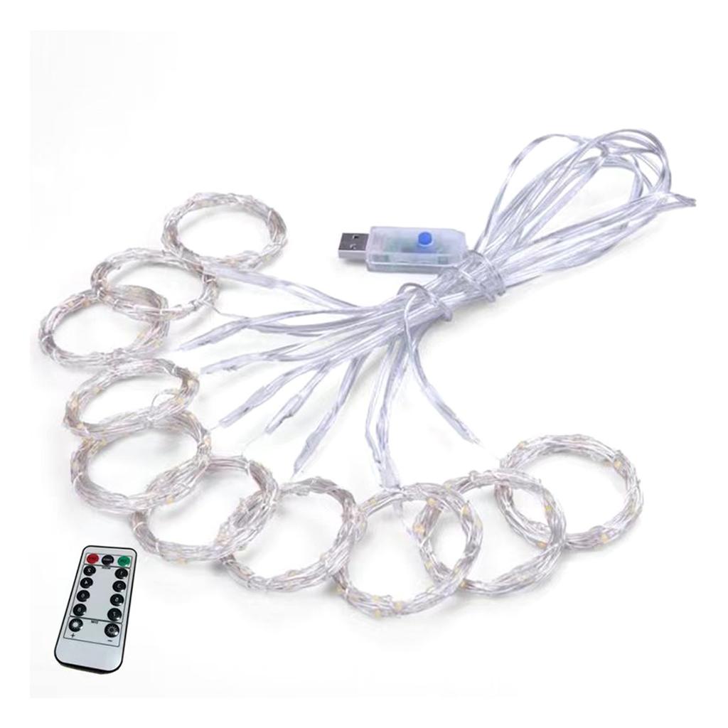 LED Curtain Lights 8 Modes Remote Control 3.3x3.3yd USB Power High Safety Curtain String Lights for