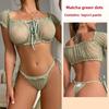 Summer Sexy Underwear Chest-wrapped Panties Set One-word Shoulder Straps Pajamas Women's Polka Dot Mesh Yarn