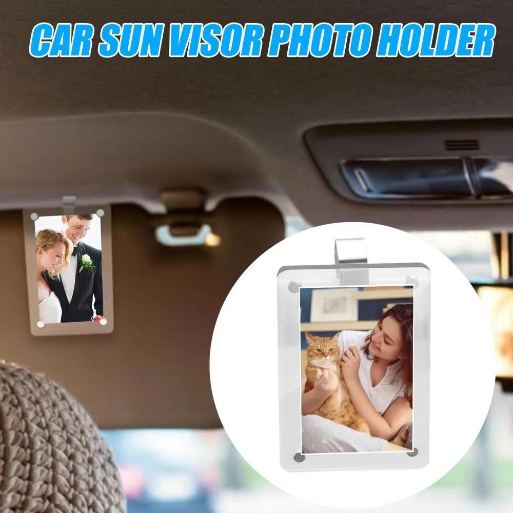 Acrylic Car Sun Visor Photo Holder Horizontally Vertically Picture Holder Clip  Car Interior