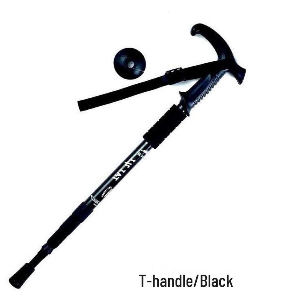 Aluminum Alloy 4-Section T-Handle Trekking Pole – Portable Outdoor Walking Stick Cane for Hiking and Climbing.