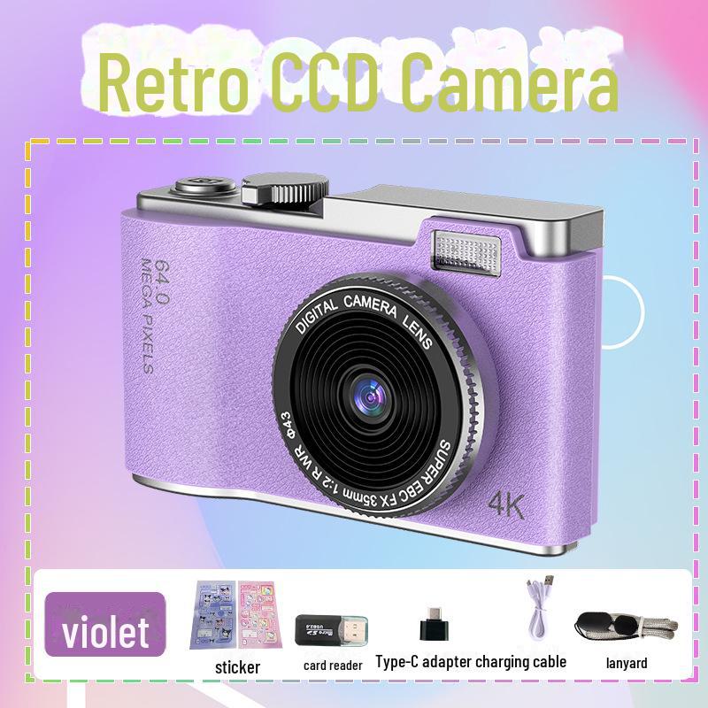 Retro Style 4K HD Dual Camera: Trendy Portable Digital Camera for Students