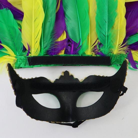 Mardi Gras Masque Colorful Feather Masquerade Masque for Women Venetian Carnival Costume for Prom Ball Halloween Party Cosplay